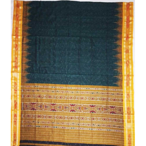 Maniabandhi Golden Border Deep Green Cotton Saree 1 Maniabandhi Golden Border Deep Green Cotton Saree 1