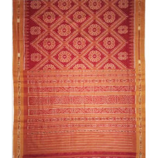 Maniabandhi Lite Red Golden Print Cotton Sari Maniabandhi Lite Red Golden Print Cotton Sari