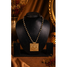 Handcrafted Tribal Dokra Square Pendant Necklace Crafted With Dokra Brass Beads
