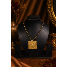 Handcrafted Tribal Dokra Square Pendant Necklace with Brass Accents