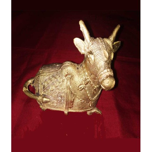 Dhokra Sitting Bull Decorative Showpiece