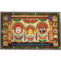 Lord Jaganath Balabhadra Subhadra Pattachitra on Silk with Dus Avatar
