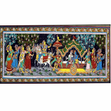 Mathura Vijay Pattachitra on silk black background