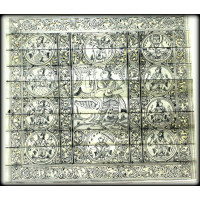 Dasa Avatara Palm Leaf engraving carving with Bakasura Badh in the centre