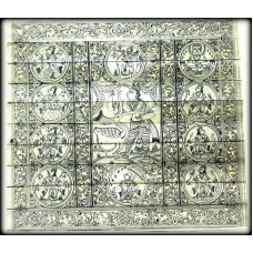 Dasa Avatara Palm Leaf engraving carving with Bakasura Badh in the centre