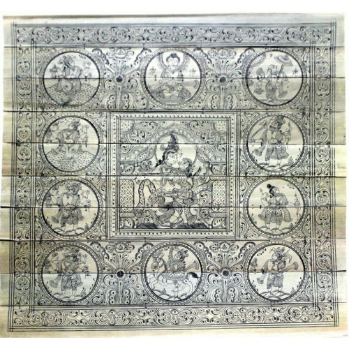 Dasa Avatara on Palm Leaf with Rasalila 