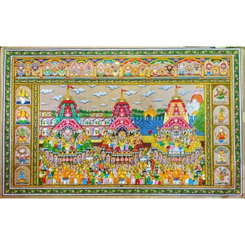 Rath Yatra with devotees and Dasa Avatara 6x4 feet
