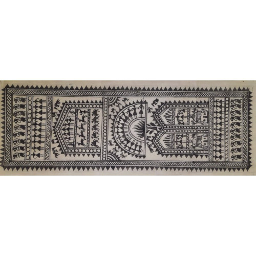 Tribal art (Saura) on silk 1 Tribal art (Saura) on silk 1