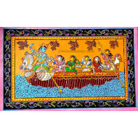 Nauka Vihar Pattachitra Painting Sri Krishna and Gopi on Patta Nauka Vihar Pattachitra Painting Sri Krishna and Gopi on Patta