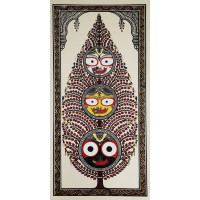 Tree of Life with Jagannath Balabhadra and Subhadra Red Tree of Life with Jagannath Balabhadra and Subhadra Red
