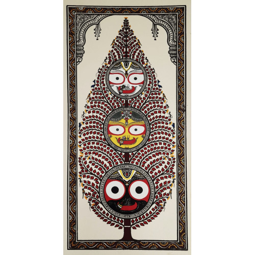 Tree of Life with Jagannath Balabhadra and Subhadra Red Tree of Life with Jagannath Balabhadra and Subhadra Red