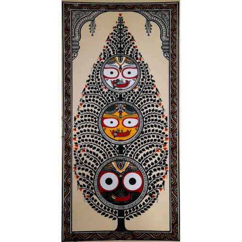 Tree of Life with Jagannath Balabhadra and Subhadra Black Tree of Life with Jagannath Balabhadra and Subhadra Black