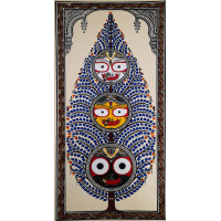 Tree of Life with Jagannath Balabhadra and Subhadra Blue Tree of Life with Jagannath Balabhadra and Subhadra Blue