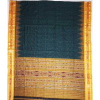 Maniabandhi Golden Border Deep Green Cotton Saree 2 Maniabandhi Golden Border Deep Green Cotton Saree 2