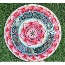 Pastel Pink Bloom Lippan Art Round 14 Inch Pastel Pink Bloom Lippan Art Round 14 Inch