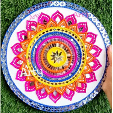 Vibrant Bloom Lippan Art Round 14 Inch Vibrant Bloom Lippan Art Round 14 Inch
