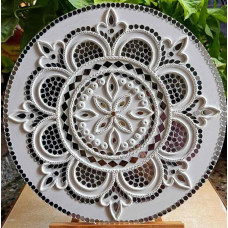 Pure White Bloom Lippan Art Round – 12 Inch Pure White Bloom Lippan Art Round – 12 Inch