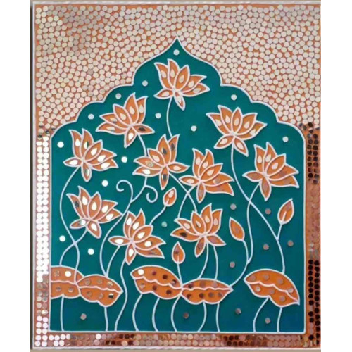 Lotus Jhroka Lippan Art  Rectangular  18×15 Inch