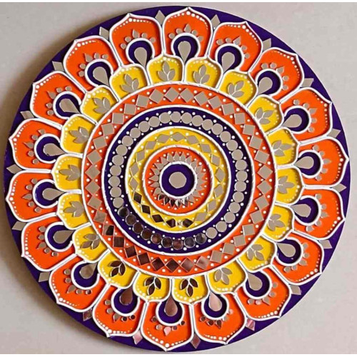 Floral Lippan Art  Round MDF Artwork –14 Inch