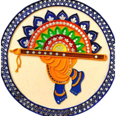 Krishna Feet with Bansuri Design Round Wall Art 12 Inch Krishna Feet with Bansuri Design Round Wall Art 12 Inch