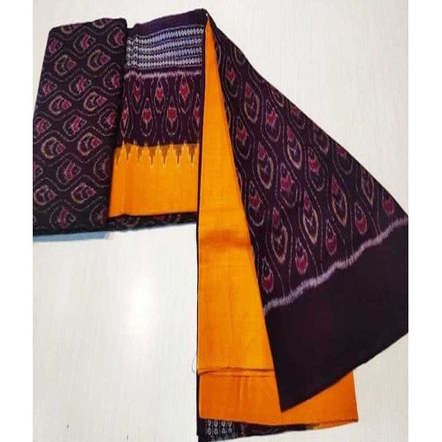 Sambalpuri Mulberry-Yellow Cotton Dress Meterial