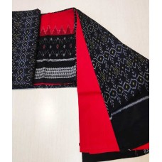 Sambalpuri Red-Black Ikta Cotton Dress Meterial