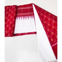 Sambalpuri White-Red Cotton Dress Meterial