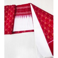 Sambalpuri White-Red Cotton Dress Meterial
