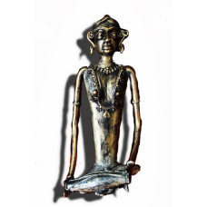 Brass Dokra figurine-musician sitting 2