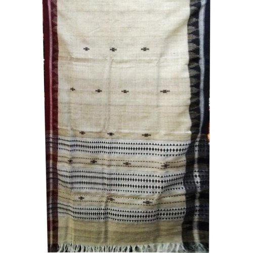 Green And Maroon Border Handwoven Koraput Cotton Stole