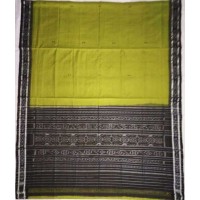 Maniabandhi Black Border Leaf Green Saree