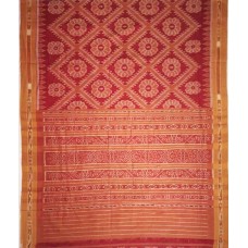 Maniabandhi Lite Red Golden Print Cotton Saree