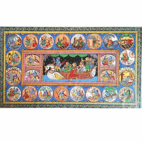 Nauka Vihar 20"x30" Pattachitra on silk