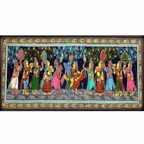 Rasalila Pattachitra on silk black background