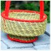 Sabai Grass Flower Fruit Multipurpose Basket Gift Hamper round Red