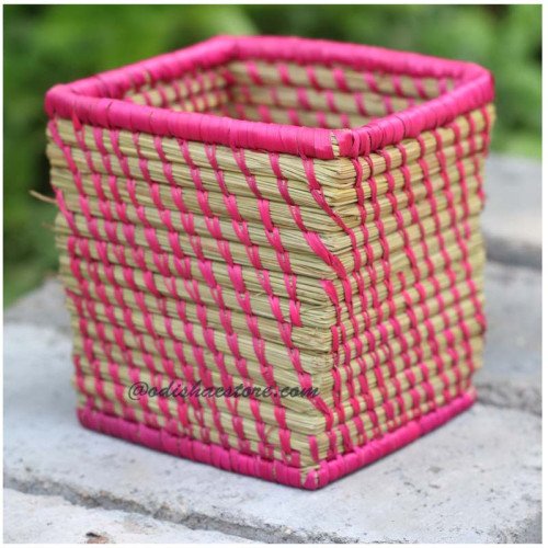 Sabai Grass  pen stand Spoon stand Utility  small rectangular pink