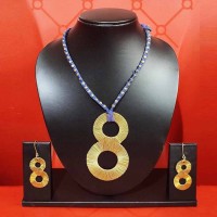 Tribal Handmade Dhokra Blue Necklace