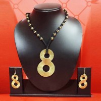 Tribal Handmade Dhokra Figure of Eight pendant with Earrings