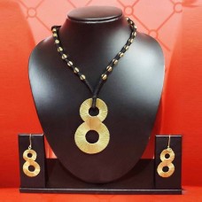Tribal Handmade Dhokra Figure of Eight pendant with Earrings