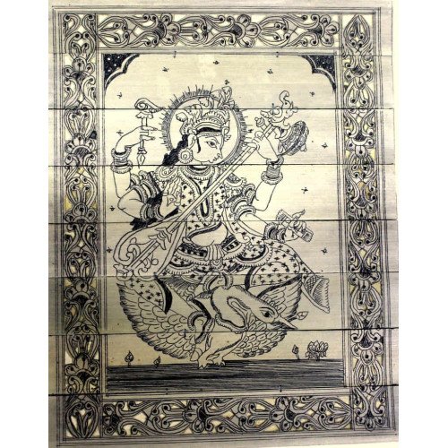 Palm Leaf engraving Goddess Saraswati