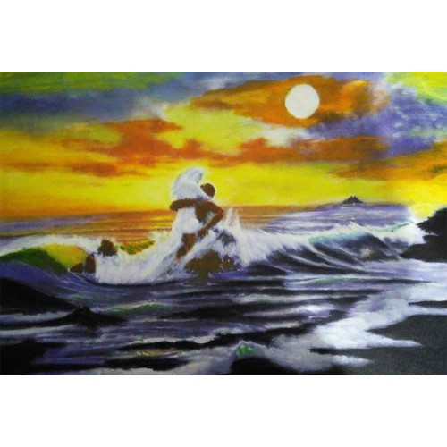 Sea And Setting Sun Painting