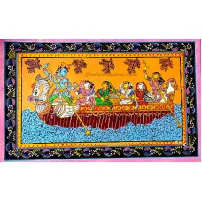 Nauka Vihar Pattachitra Painting Sri Krishna and Gopi on Patta