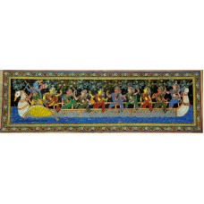 Sri Krishna Nauka Vihar with Gopi on tussar silk