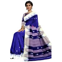 Blue With White Border Handwoven Kotpad Saree