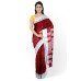 Maroon Kotpad Saree with White Borders and Check Stripes