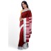 Maroon Kotpad Saree with White Borders and Check Stripes