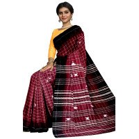 Maroon With Black Border Hand Woven Kotpad Saree