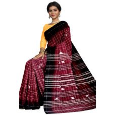 Maroon With Black Border Hand Woven Kotpad Saree