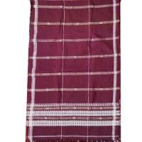 Maroon color With white Check print Handwoven Kotpad Cotton Stole