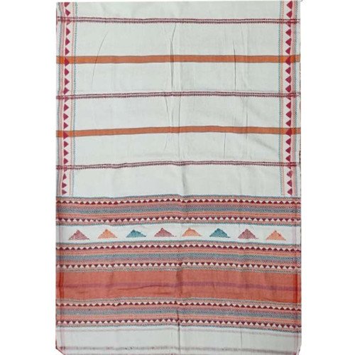 Orange color print Handwoven Kotpad Cotton Stole